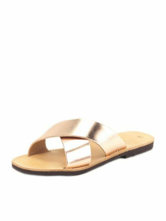 Leder Flache Sandalen für Damen in Rosa Farbe