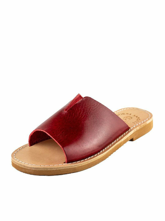 Leder Flache Sandalen für Damen in Rot Farbe