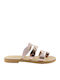 Leather Women's Flat Sandals in Gold Color