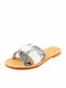 Leather Women's Flat Sandals in White Color