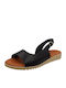 Leder Flache Sandalen für Damen mit Riemen in Schwarz Farbe