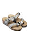 Leather Women's Flat Sandals Anatomic in Beige Color