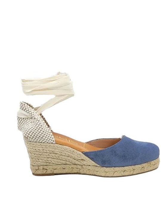 Women's Suede Platform Espadrilles Blue