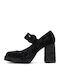 Pumps mit Riemchen & Chunky hoher Absatz Schwarz