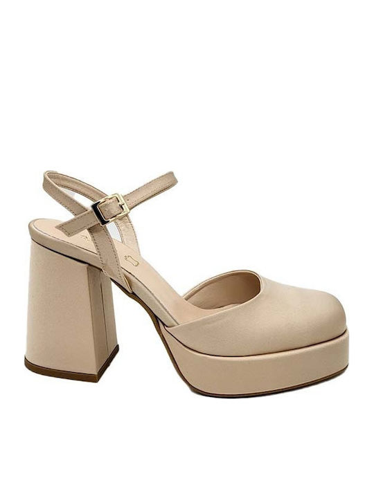 Pantofi cu toc Bej