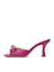 Piele Mule cu Subțire cu gleznă înaltă Toc în Culoare Fuchsia