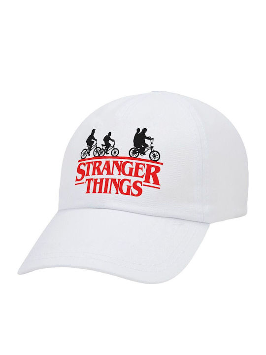 Червена бейзболна шапка Stranger Things, бяла, 5-панелна, полиестер, за възрастни, унисекс, един размер