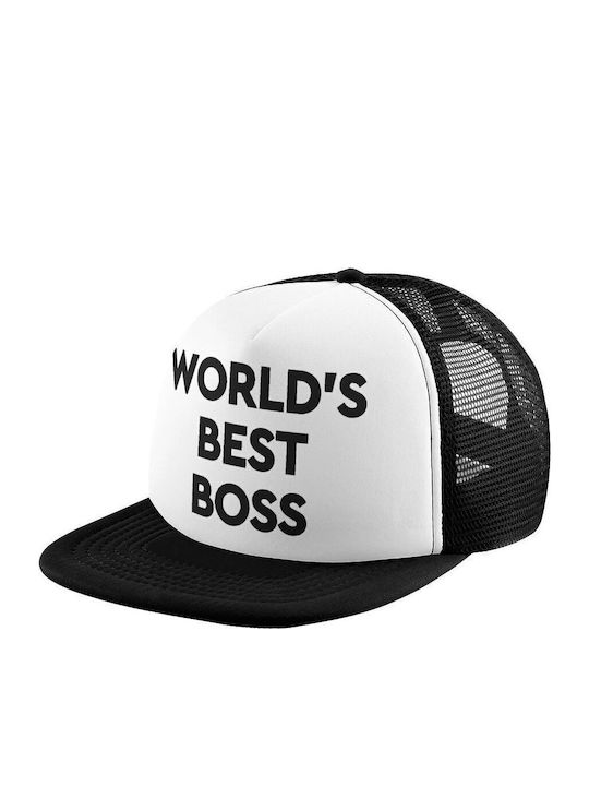 World's Best Boss Adult Soft Trucker Mesh Hat Black White Polyester Adult Unisex One Size