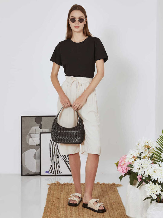 Damen Culotte mit Gummizug in Lockerer Passform Beige