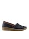Leder Damen Mokassins in Blau Farbe