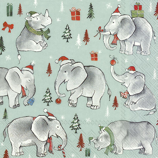 Napkin Decoupage Wild Christmas Light Blue 1 Piece