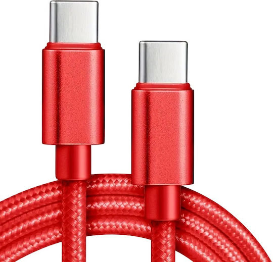 Panora Braided USB 2.0 Cable USB-C male - USB-C 66W Κόκκινο 1m 14246