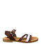 Leder Flache Sandalen für Damen Anatomisch in Braun Farbe
