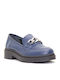 Leather Women's Moccasins in Blue Color