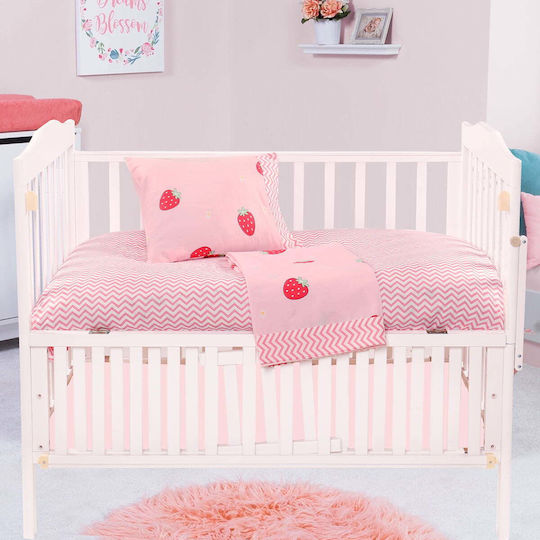 Beauty Home Art Комплект Бебешки Чаршафи За Количка Памучни Розов 120x160бр 3бр