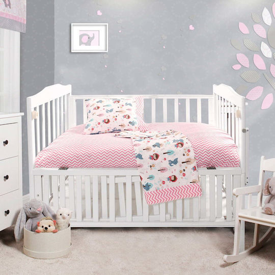 Beauty Home Art Комплект Бебешки Чаршафи За Количка Памучни Розов 120x160бр 3бр
