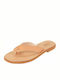 Leder Flache Sandalen für Damen in Beige Farbe