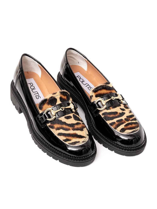 Δερμάτινα Γυναικεία Loafers σε Μαύρο Χρώμα