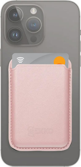 Husă Card Magnetic Compatibilă Magsafe Piele Universală iPhone 12 iPhone 13 iPhone 14 Gekko Walletmag Roz Sand Opal Roz