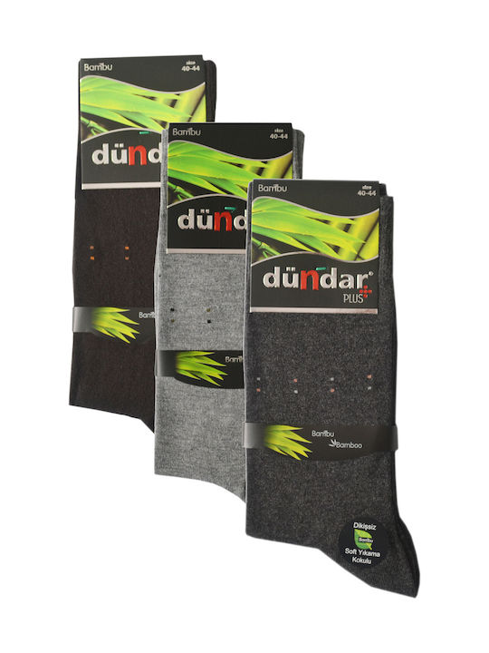 Men's Socks High Weave 3 Pairs Cotton Bamboo Design Grey Anthracite Brown