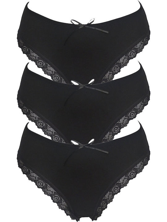 Hohe Taille Damen Slip 3Pack Black