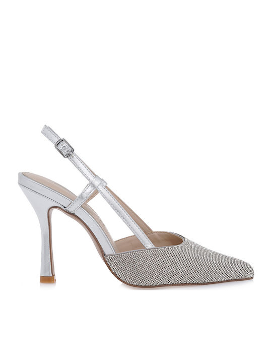 Synthetic Leather Silver High Heels