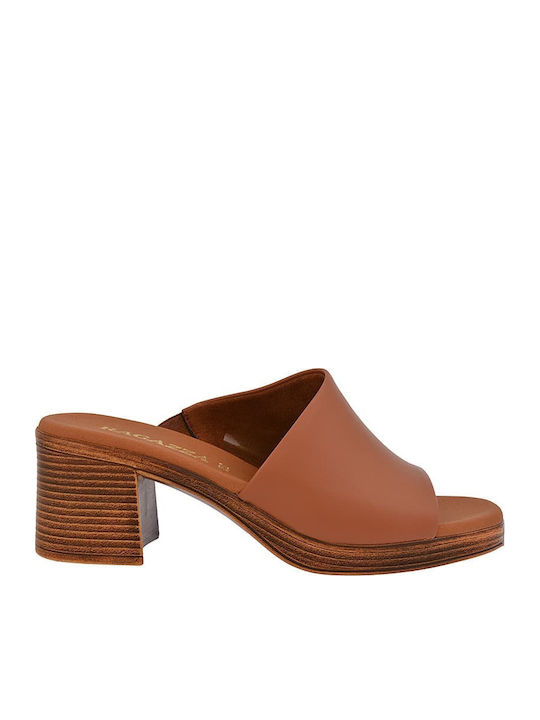 Mules με Τακούνι σε Ταμπά Χρώμα