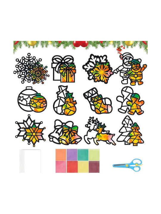 DIY-Weihnachtsfensterdekorationen Set 12 Stück Bunte Papierbilder