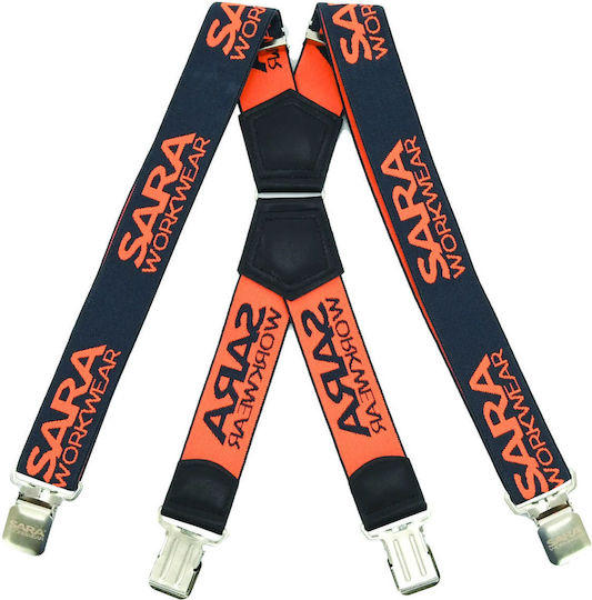 Elastic Work Suspenders Sara Workwear Graphite Fluorescent Orange
