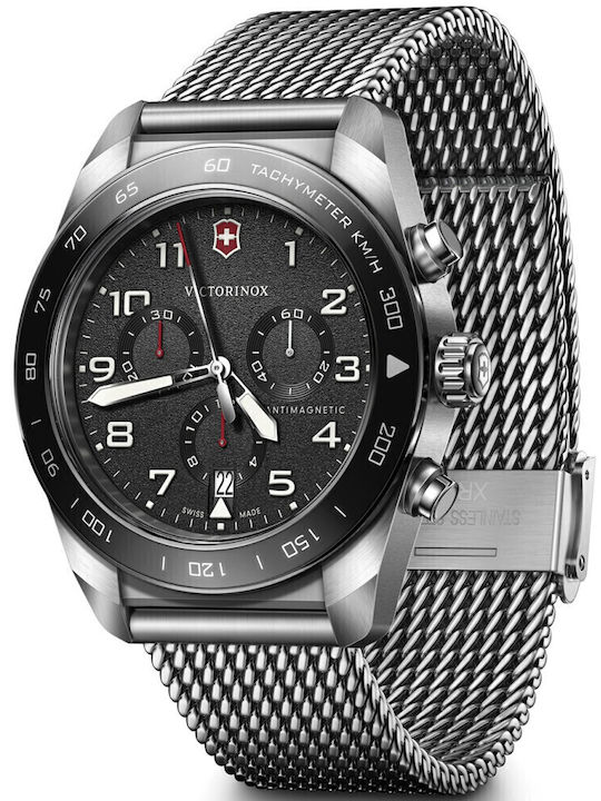 Victorinox Ανδρικό Ρολόι 42mm Χρονογράφος Μπατα...