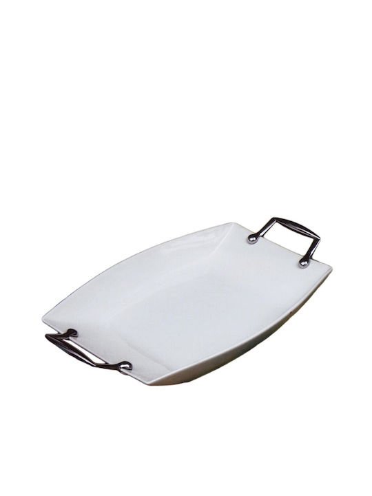 Galifas Serving Platter Rectangular made of Porcelain White 37x25cm