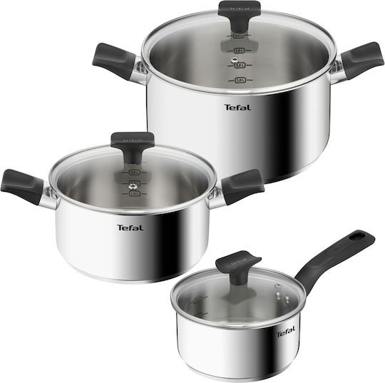 Tefal Delicious Комплект Саксии От Неръждаема Стомана Сив 3 Части
