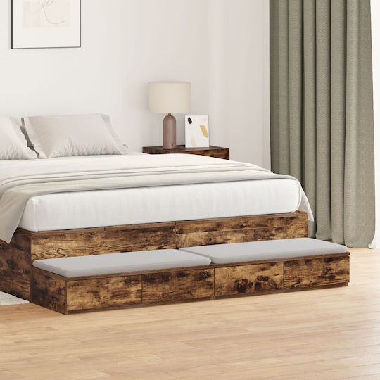 vidaXL Bed Drawer made of Wood Smoked Oak 140x36.5x16.5cm