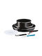 Tefal Ingenio Essentials Set De Vase De Gătit Din Aluminiu Negru Cu Acoperire Antiaderent 3 Piese