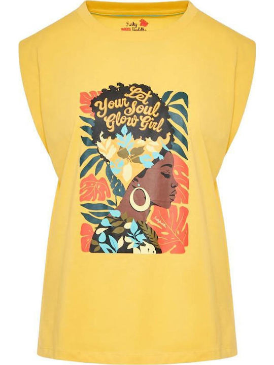Funky Buddha Γυναικείο T-shirt Κίτρινο