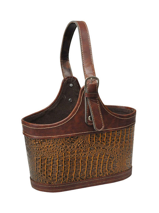 Sinialo Decorative Basket Leather Artificial Leather Brown 29.5x17x43cm