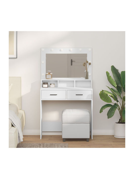 Wooden Makeup Dressing Table White with Mirror ...
