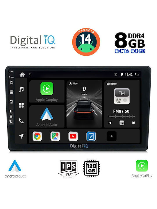 Digital IQ Auto-Audiosystem für Alfa Romeo Spinne / Brera 2004-2012 (Bluetooth/USB/WiFi/GPS/Apple-Carplay/Android-Auto) mit Touchscreen 9"