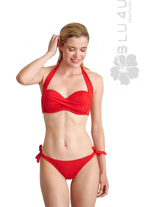 Blu4u Slip Bikini Cu Dantelă Roșu