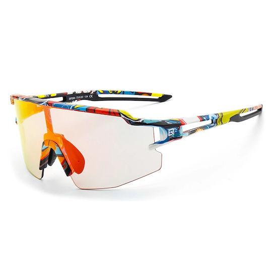 Rockbros Cycling Glasses with Multicolour Frame & Photochromic / Multicolour Lenses
