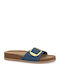 Leather Women's Flat Sandals Anatomic in Blue Color