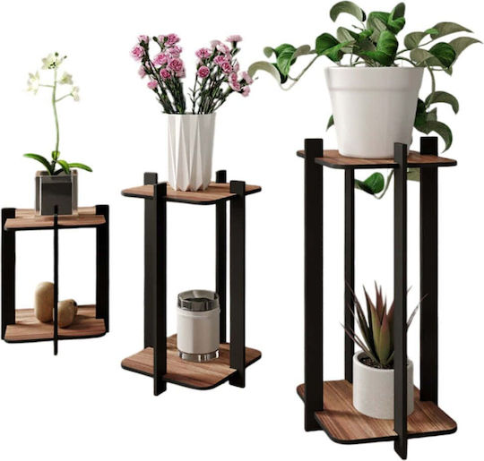 Hanah Home Plant Stands Wooden Brown 23cmx23cmx30cmcm. 3pcs