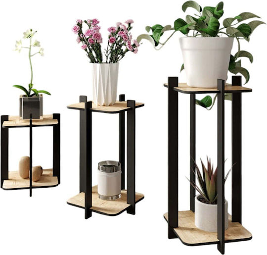 Hanah Home Plant Stands Wooden Beige 23cmx23cmx30cmcm. 3pcs