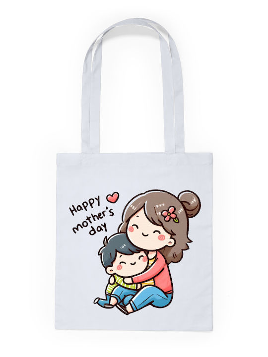 Τσάντα Πάνινη Λευκό Μακριά Χερούλια 100% Cotton 140gsm Happy Mothers Day Dp2364
