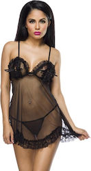 Neglijeu Sexy Transparent + Tanga Negru