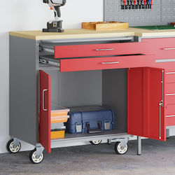 Werkzeugschrank mit Rollen und Schloss Rot 75x45x85 cm Stahl