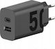 Motorola Φορτιστής Χωρίς Καλώδιο με Θύρα USB-A και Θύρα USB-C 50W Μαύρος (MC502)