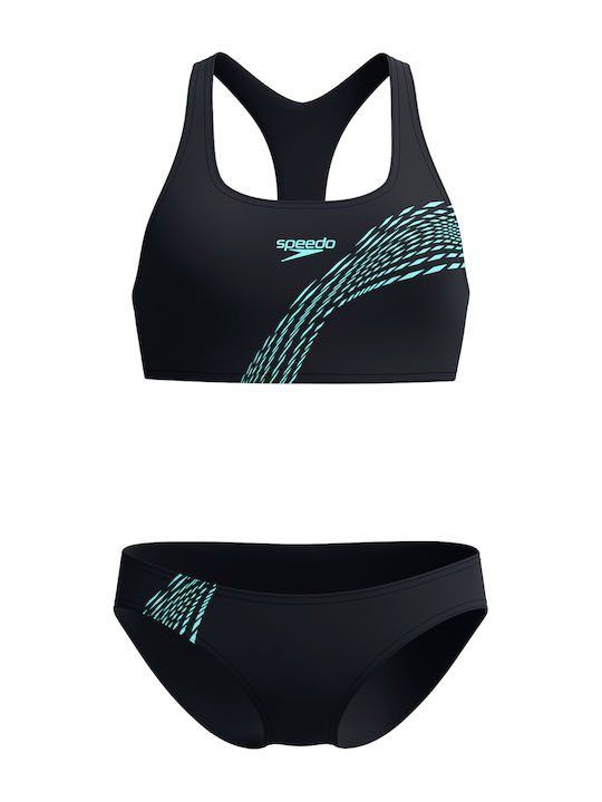 Speedo Bikini Set Sports Bra & Slip Bottom Black
