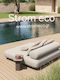 Deckchair Double Wooden with Cushion Ecru 210x150x35cm.