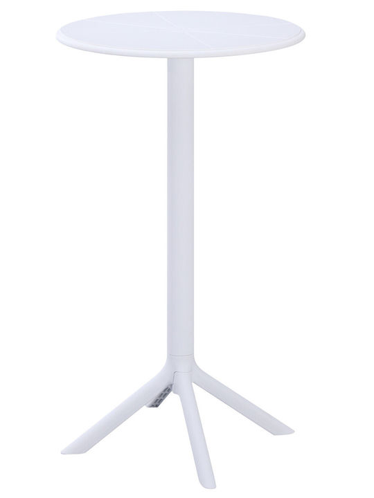 Tisch Bar für kleine Außenbereiche Zusammenklappbar Terrin White 61x61x107cm
